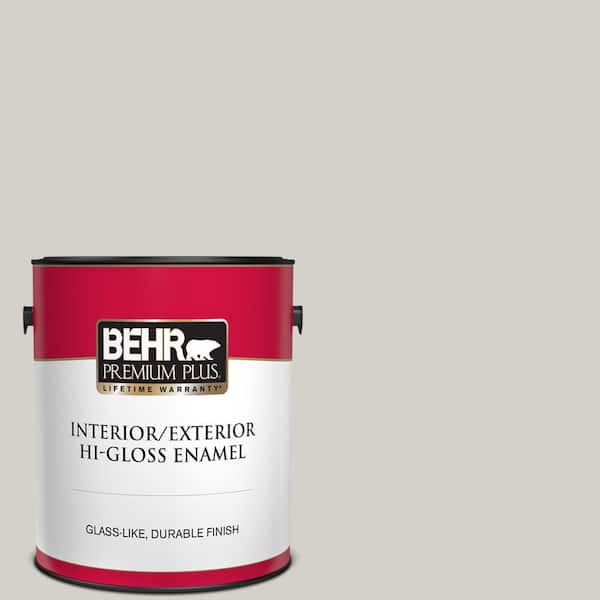 BEHR PREMIUM PLUS 1 gal. Designer Collection #DC-014 Gray View Hi-Gloss Enamel Interior/Exterior Paint