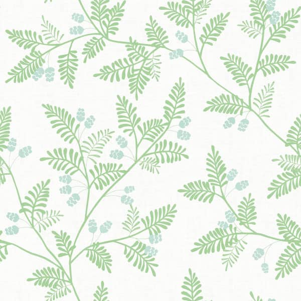 A-Street Prints Ardell Botanical Green Matte Paper Wallpaper Sample
