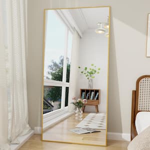 30 in. W x 70 in. H Rectangular Classic Gold Aluminum Alloy Framed Full Length Mirror