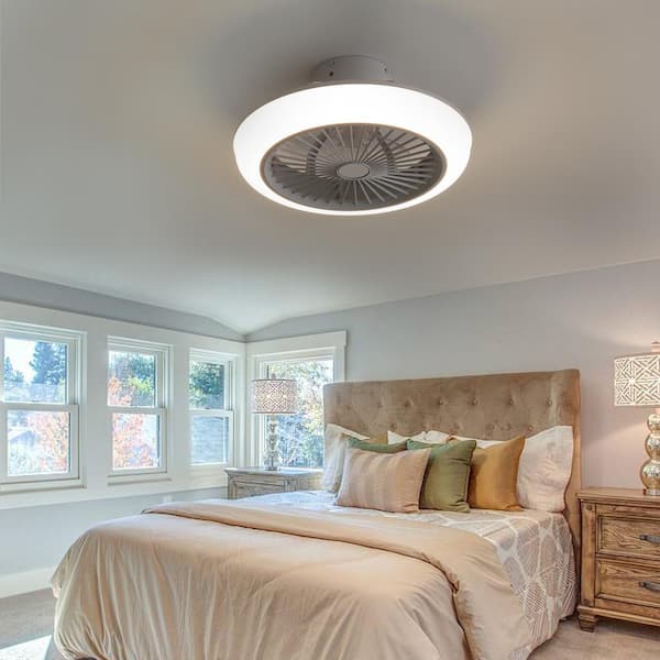 Nivencai 18 in. Indoor White Ceiling Fan with Adjustable White Integrated LED, Remote Included, RGB