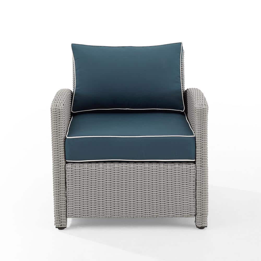 Bradenton Deep Seating Outdoor Armchair with Navy Cushions