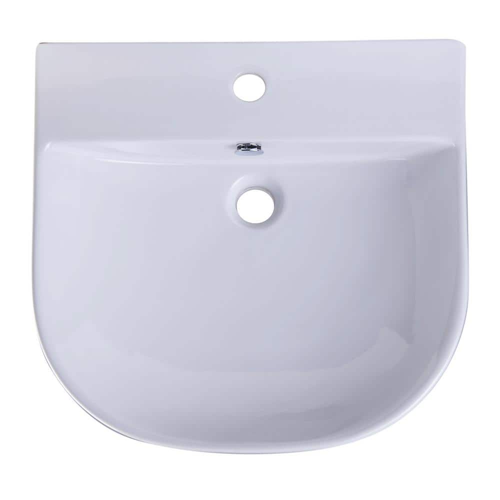 White Ceramic Wall-Mounted U-Shaped Bathroom Sink