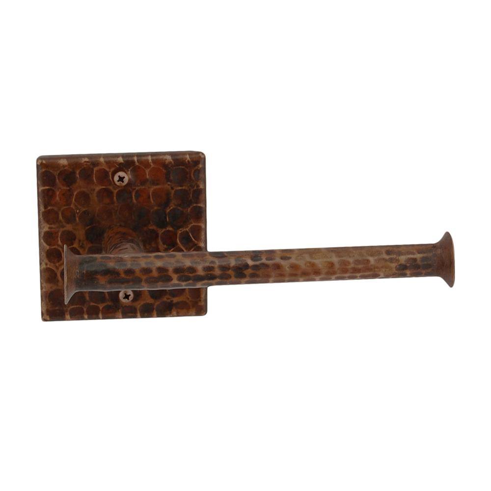 Hand Hammered Copper and Wood Oil Rubbed Bronze Toilet Paper Holder