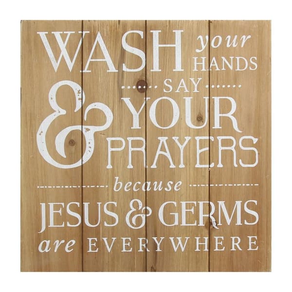 HomeRoots Josephine "Wash Your Hands, Say Your Prayers" Wooden Bath Wall decor
