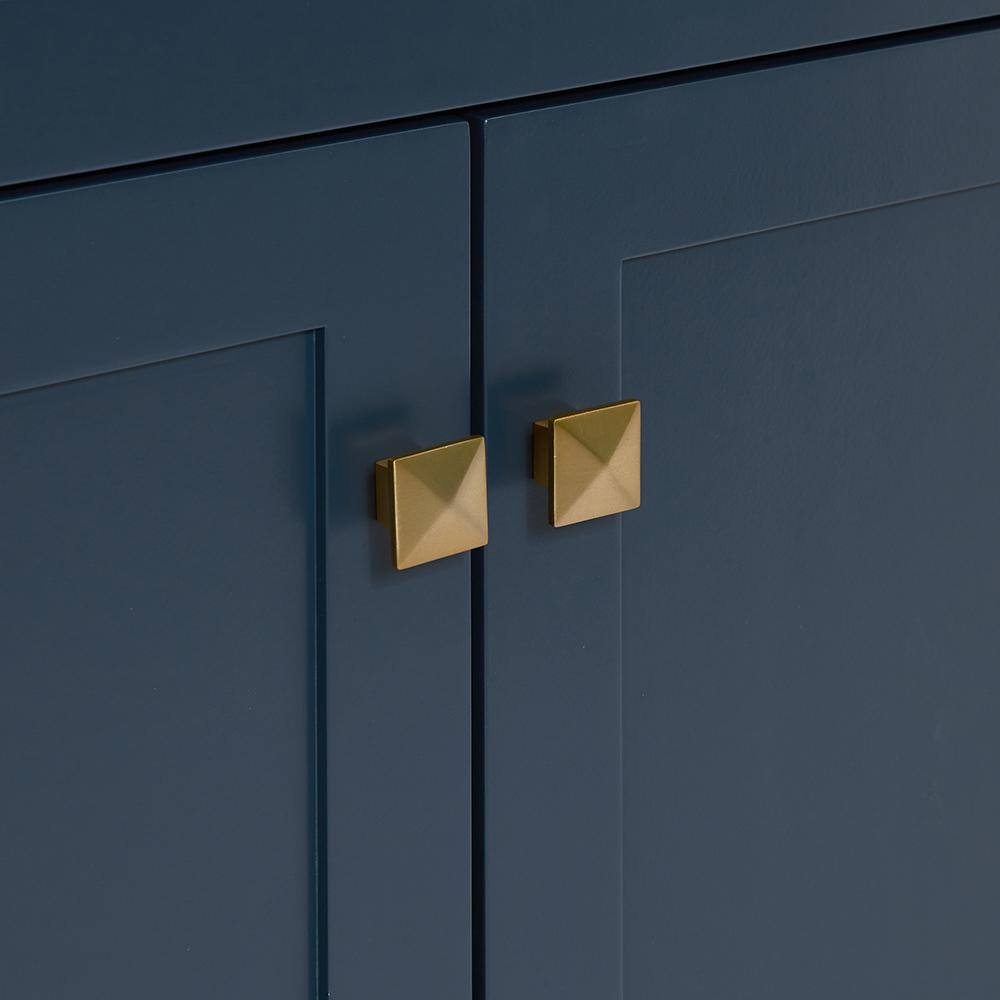 Midnight Blue 54" Freestanding Single Vanity Cabinet with Brass Hardware
