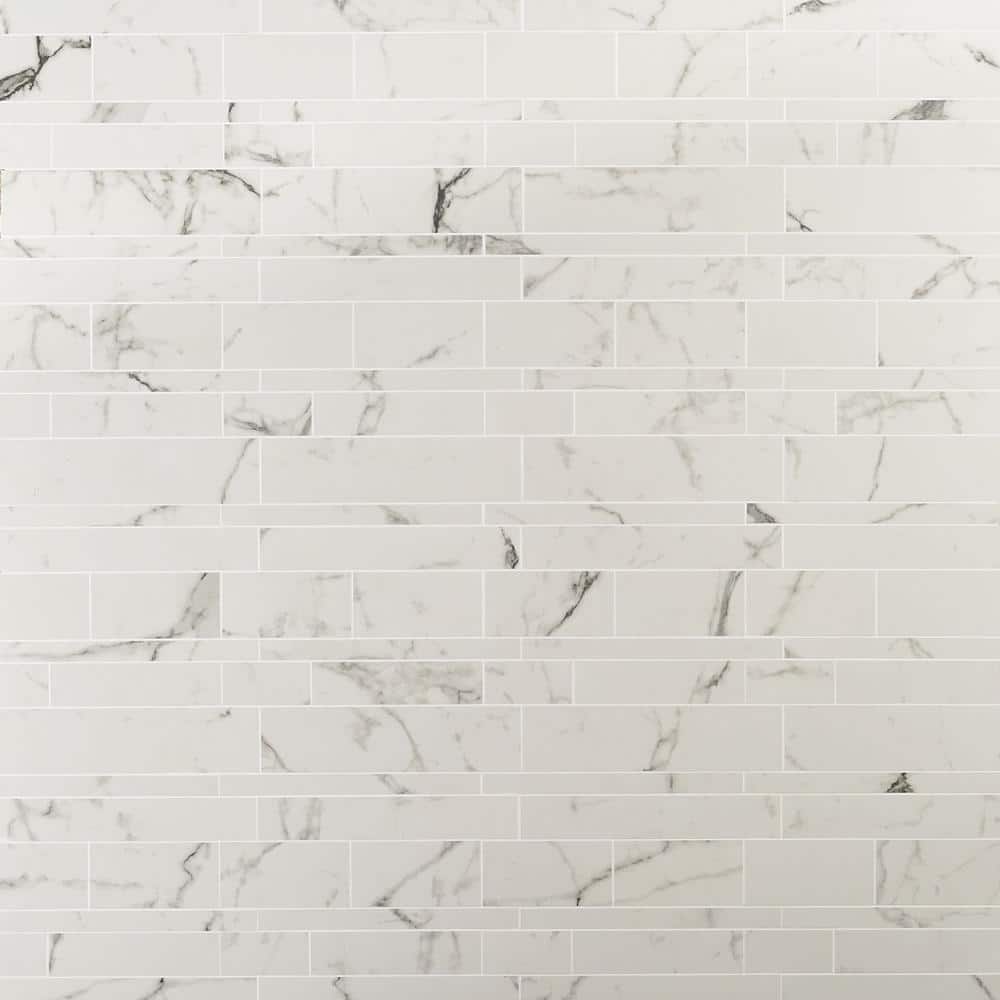 Saroshi Statuario Venato Matte Porcelain Marble Look Mosaic Tile