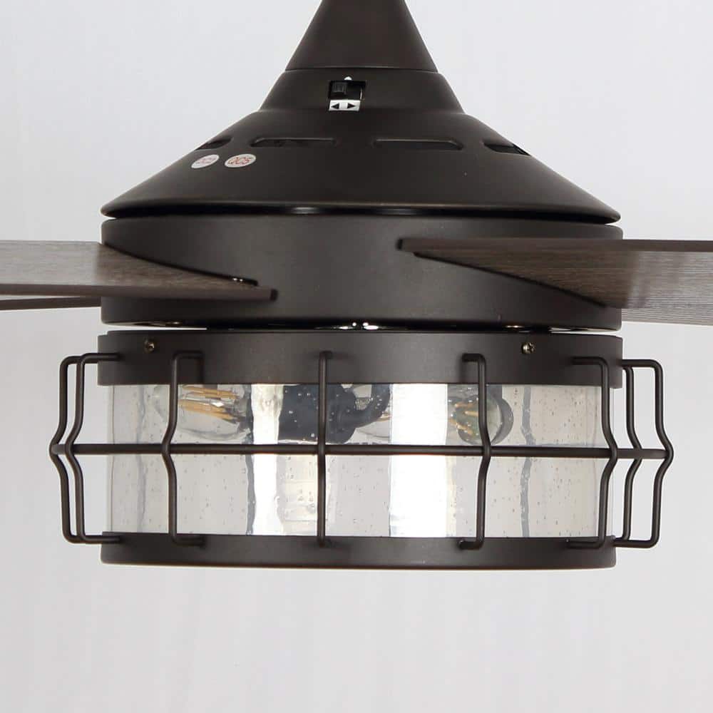 52-Inch Oil-Rubbed Bronze Industrial Ceiling Fan with Light and Remote