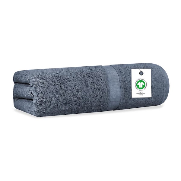 Delara Delara Mineral Blue Solid 100% Organic Cotton Luxuriously Plush Bath Towel (Set of 1)