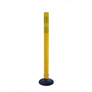 36 in. Yellow Round Delineator Post and Base with High-Intensity Band