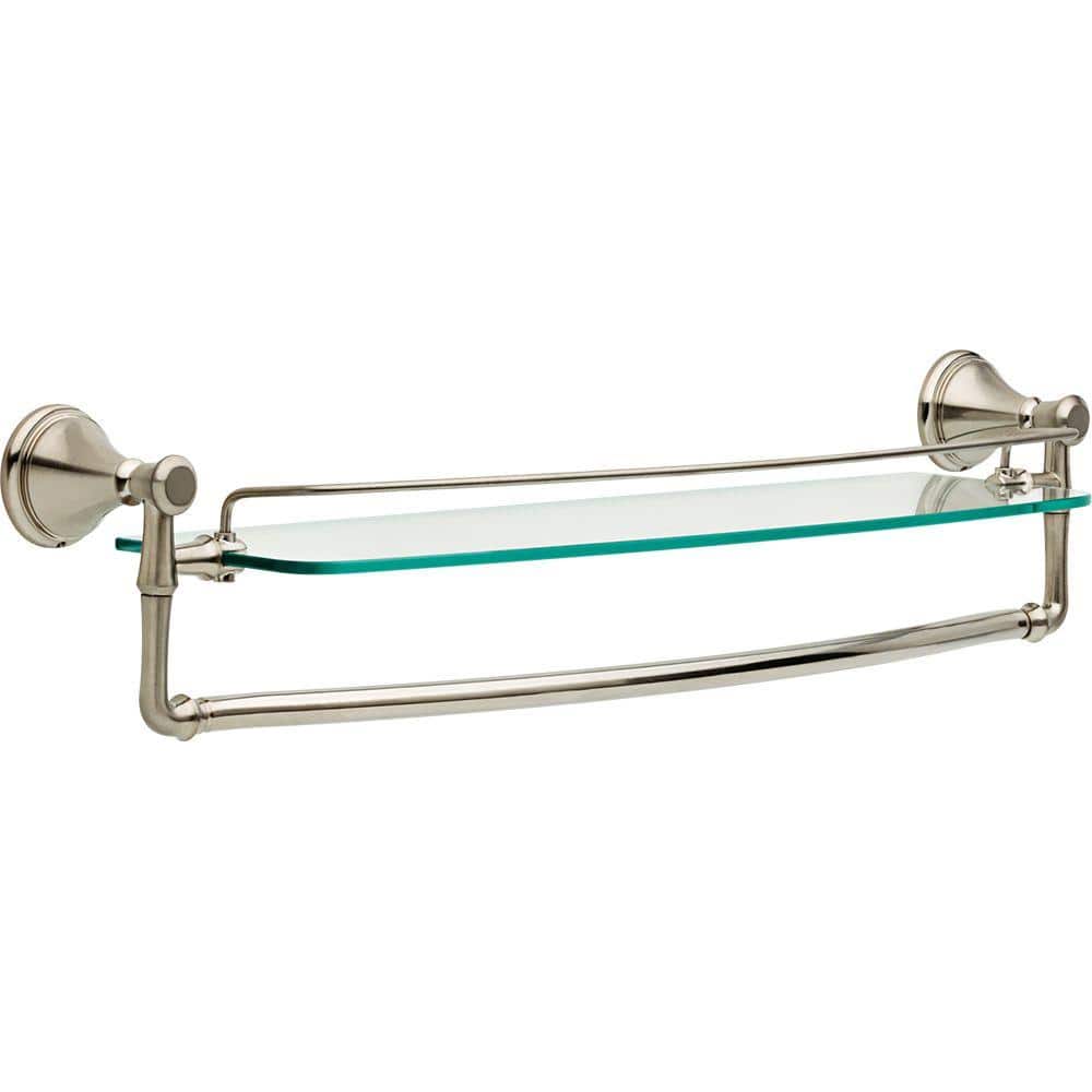 Delta Cassidy 24 in. W Wall Mount Glass Shelf with Bar in Stainless ...