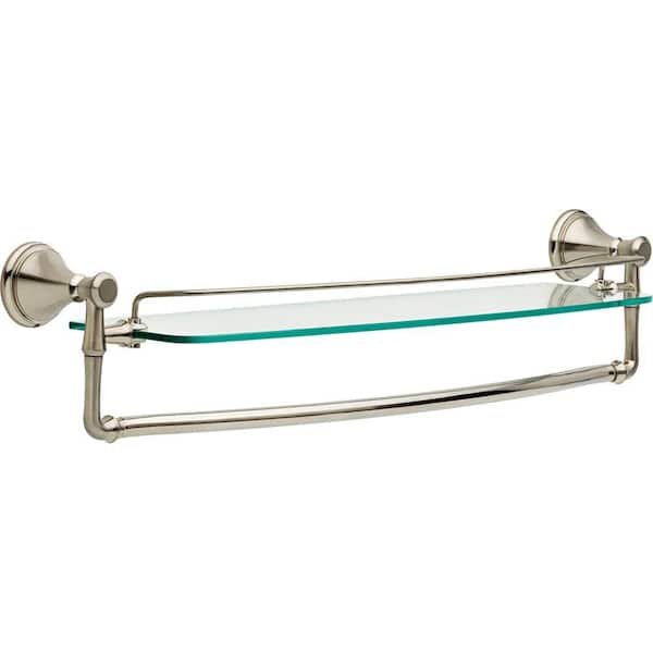 Delta Cassidy 24 in. Glass Bathroom Shelf with Towel Bar in Stainless