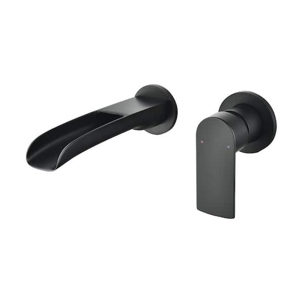 Tomfaucet Modern Single-Handle Wall Mounted Bathroom Sink Faucet in Matte Black