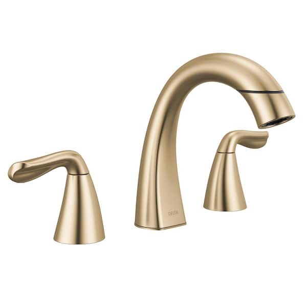 Arvo Gold Pull-Down Spout 8 in. Widespread Double Handle Bathroom Faucet Drain Included in Champagne Bronze