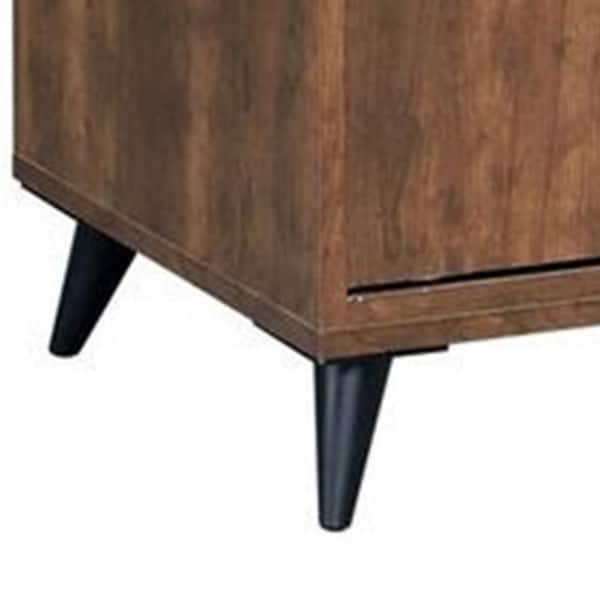 47 in. H x 16 in. W Oak Brown Wood Shoe Storage Cabinet with 2-Sliding Doors and Splayed Legs