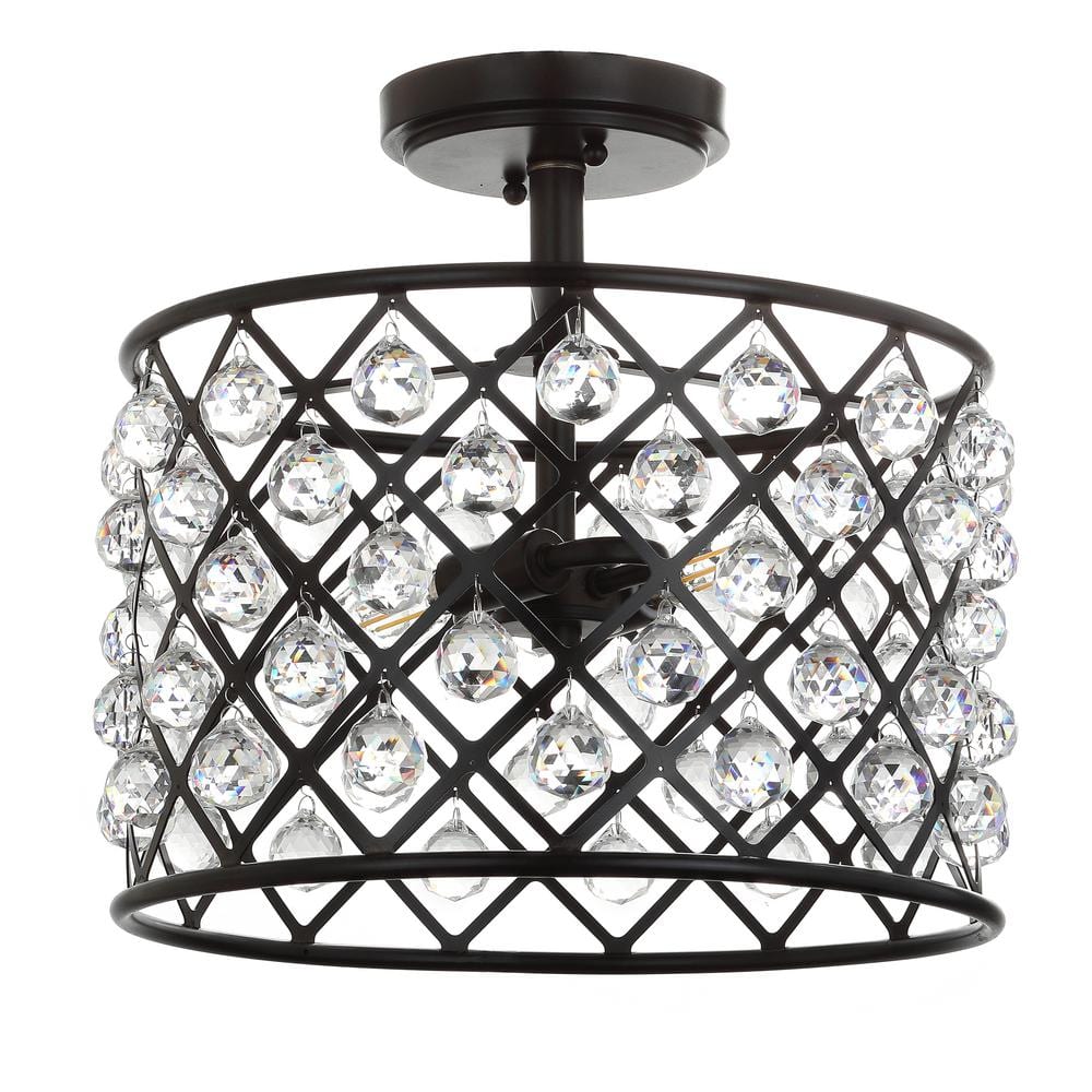 Gabrielle 14.5" Oil Rubbed Bronze Crystal LED Semi-Flush Pendant
