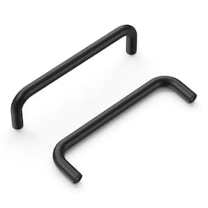 Wire Pulls Collection Pull 4 in. (102 mm) Center to Center Matte Black Finish Modern Steel Bar Pull (1 Pack )