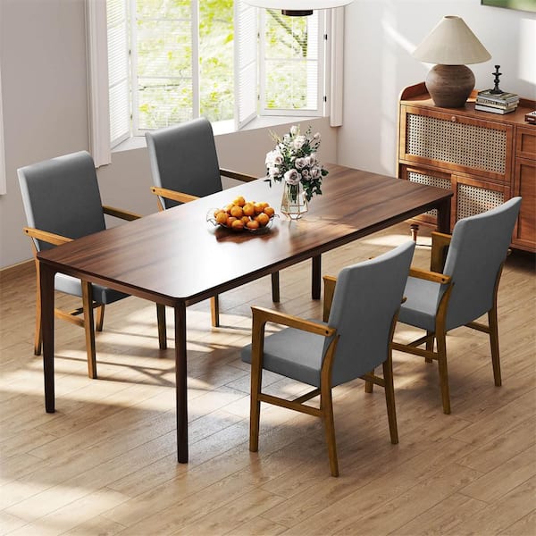 Mid-Century Modern Gray Fabric Dining Chairs Set of 2 Upholstered Accent Chairs Armchairs