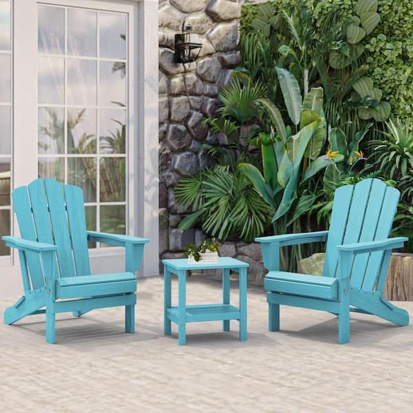 JEAREY Classic Tiffany Blue Folding Plastic Adirondack Chair PEQWY