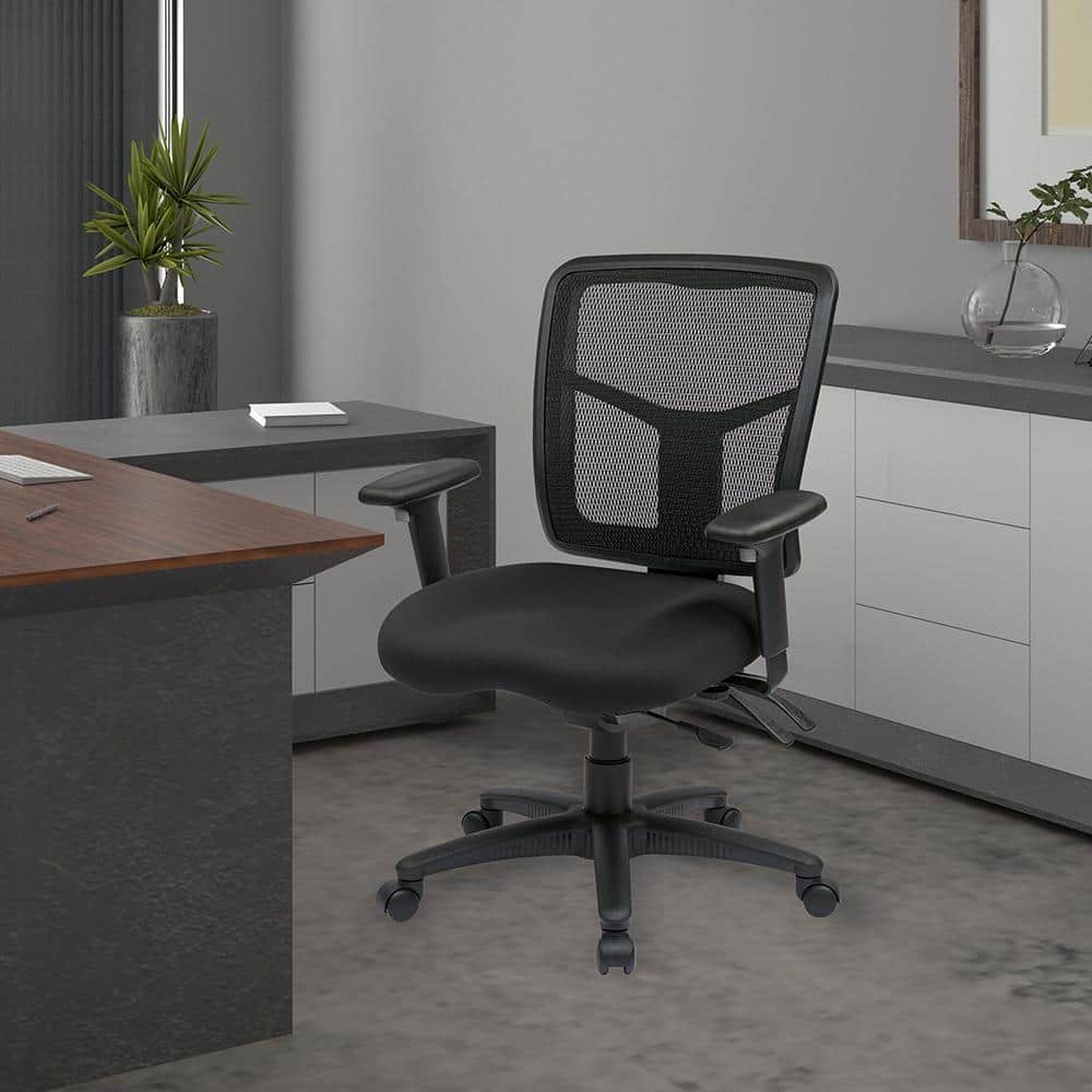26.5 in. Width Big and Tall Black Fabric Task Chair with Swivel Seat