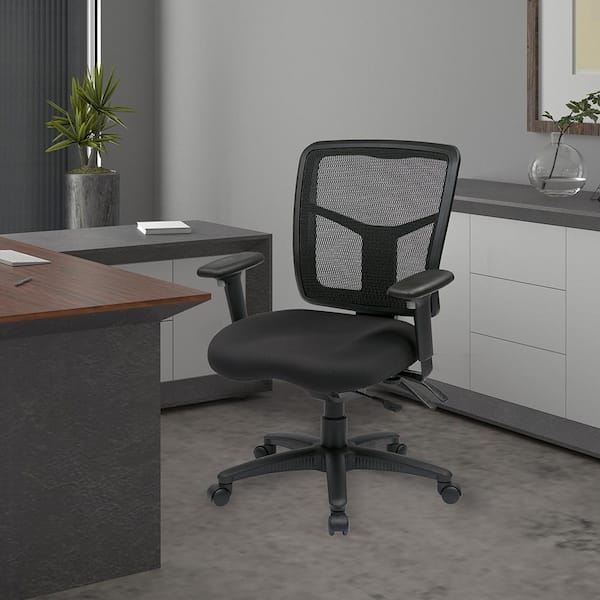 26.5 in. Width Big and Tall Black Fabric Task Chair with Swivel Seat