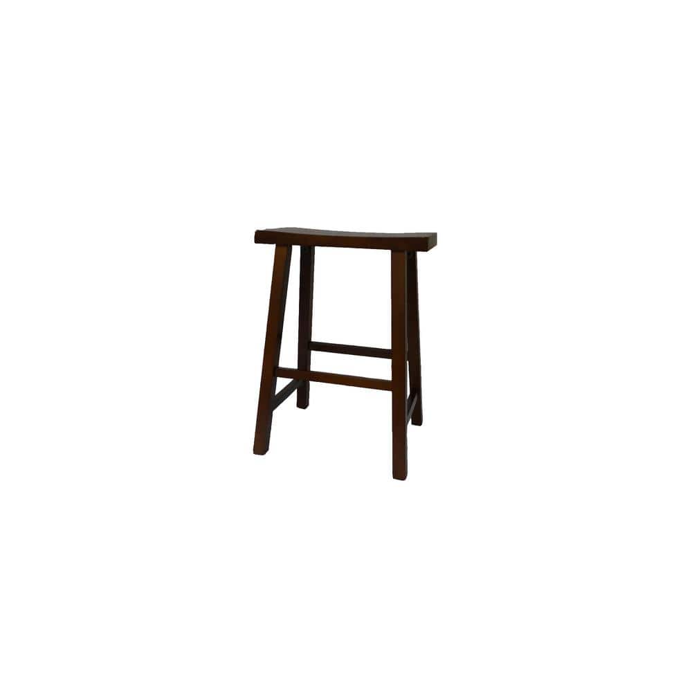 Walnut Saddle Style Backless Wood Counter Stool