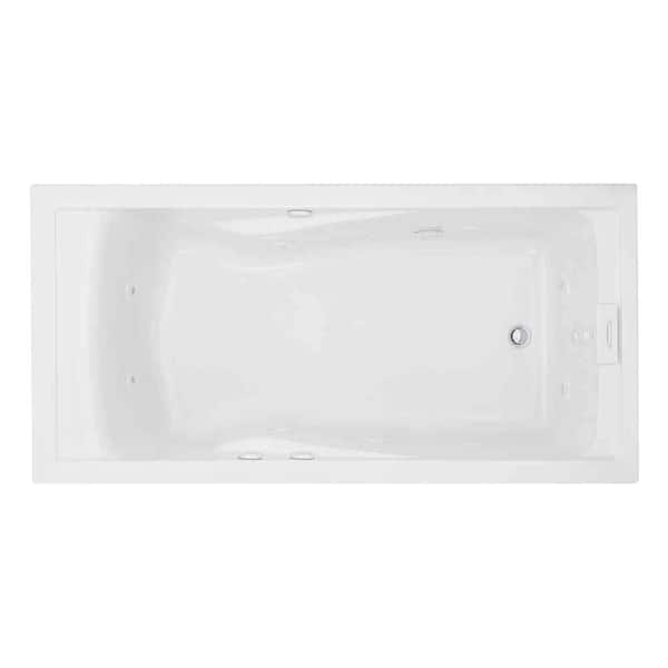 EverClean 72 in. x 36 in. Rectangular Acrylic Drop-In Whirlpool Bathtub with Reversible Drain and Heater in White