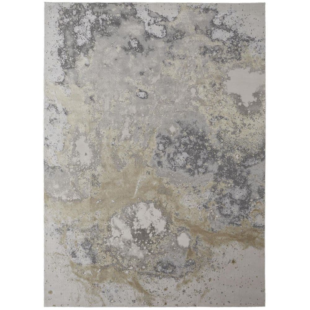 HomeRoots 5 ft. X 8 ft. Gray and Ivory Abstract Area Rug 2000512853 ...