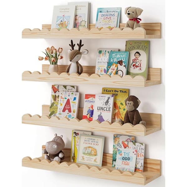 4.7 in. W x 16.5 in. D x 1.6 in. H Composite Decorative Wall Shelf 4-Pack Wood Shelves