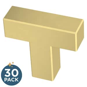 Simple Modern Square 1-1/4 in. (32 mm) Modern Satin Gold Cabinet Knobs (30-Pack)