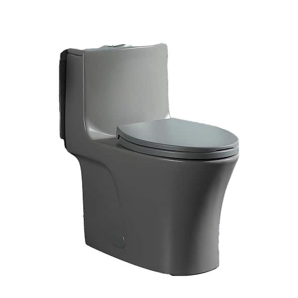 Boosicavelly 1-Piece 1.1/1.6 GPF Dual Flush Elongated Toilet in Light Grey Seat Included