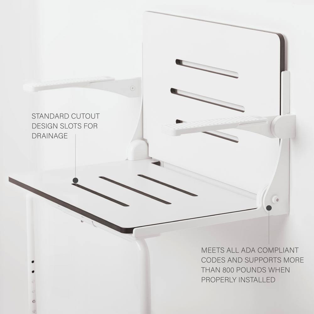 White Matte Heavy Duty Folding Wall Mount Shower Seat