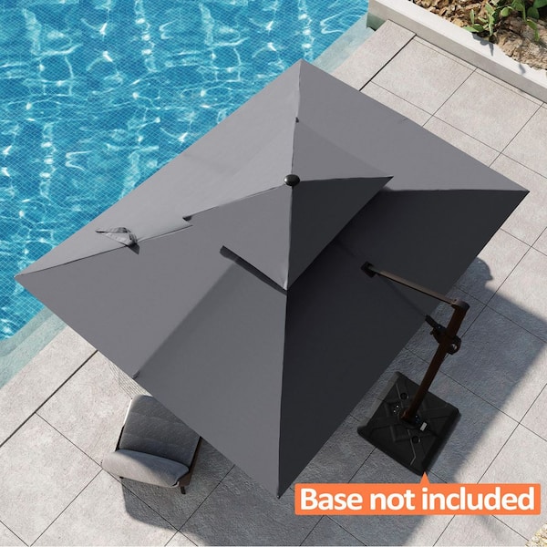 Pellebant Double Top 12 ft. x 9 ft. Rectangular Heavy-Duty 360° Rotation Aluminum Cantilever Patio Umbrella in Dark Gray