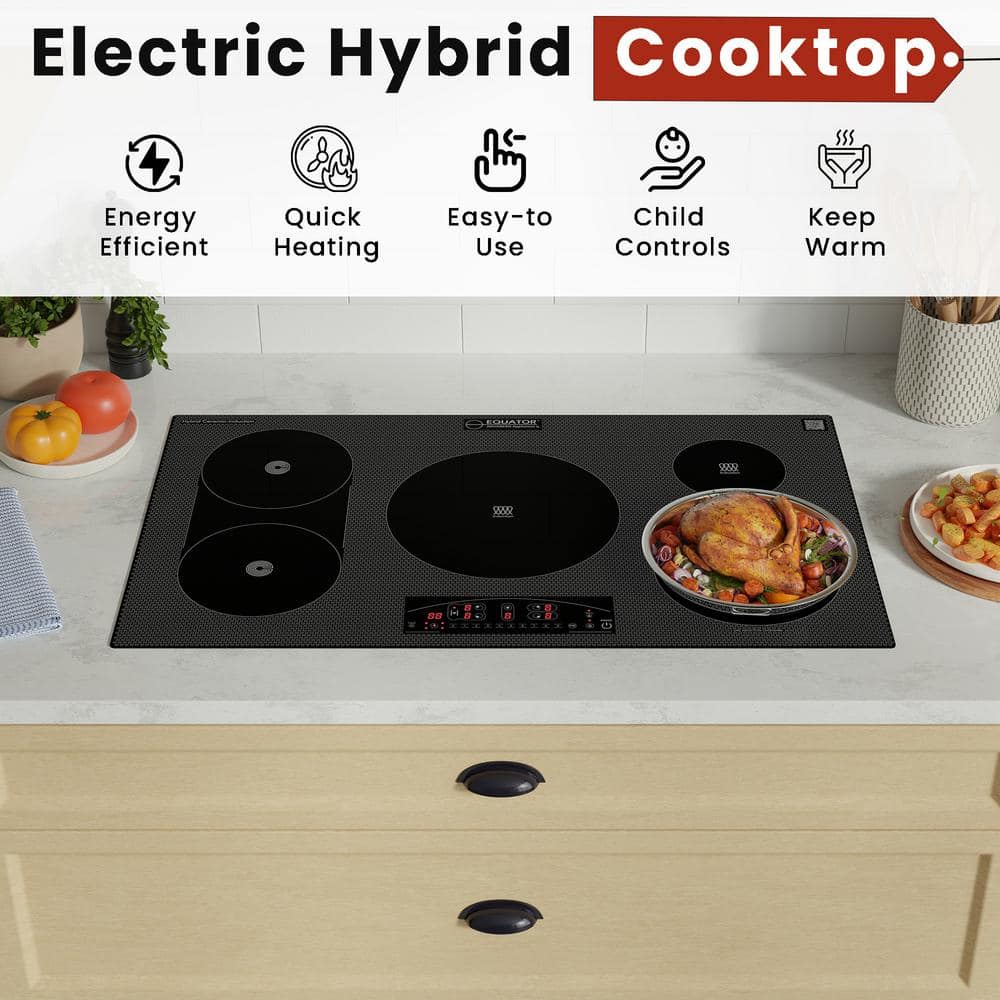 Equator Black Ceramic-Induction 36" 5 Burner Cooktop with Touch Control