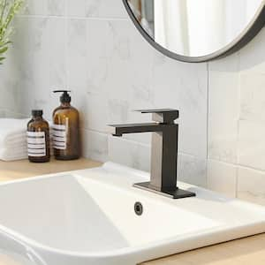 Single Handle Single Hole Low-Arc Bathroom Faucet with Supply Line in Matte Black