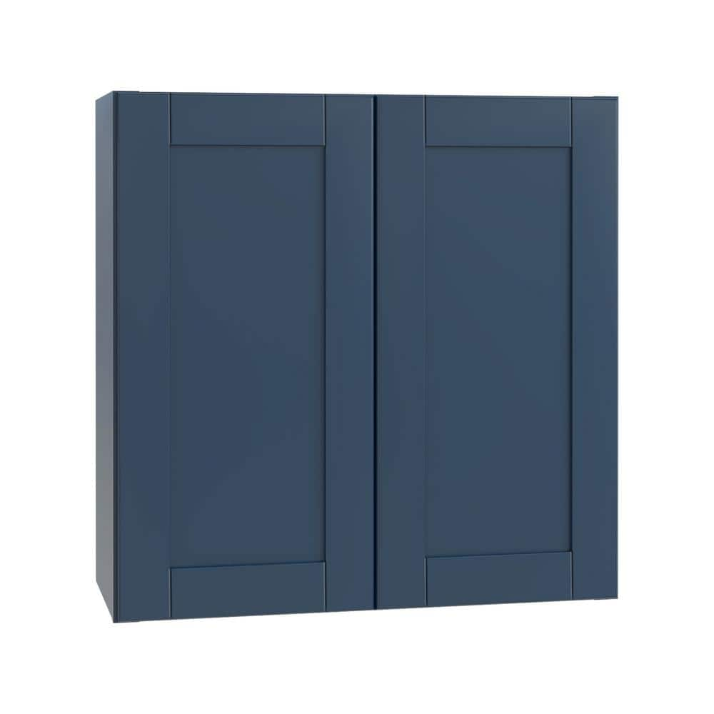 Richmond Valencia Blue Plywood Shaker Stock Ready to Assemble Wall Kitchen Cabinet Sft Cls 24 in W x 12 in D x 30 in H -  MILL'S PRIDE, W2430-RVB