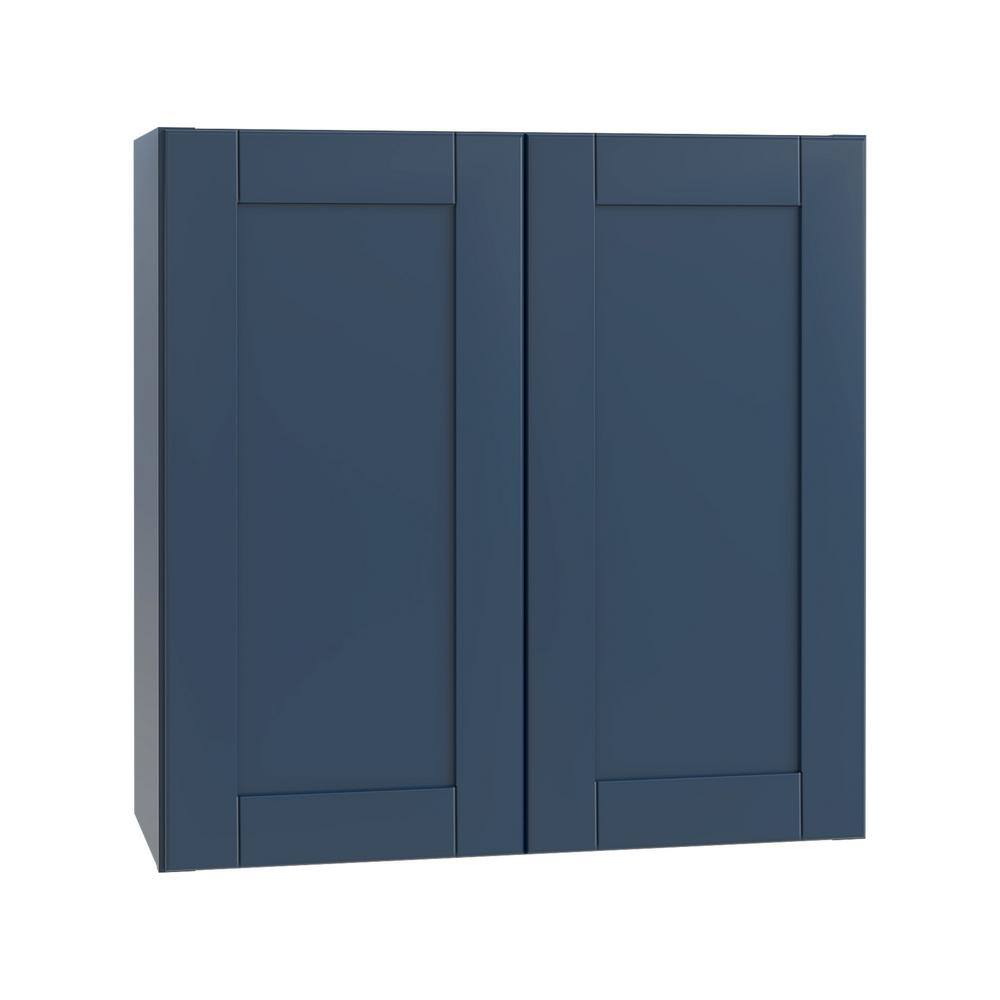 Washington Vessel Blue Plywood Shaker Assembled Wall Kitchen Cabinet 3 Shelves Soft Close 30 in W x 12 in D x 36 in H price history on PriceWatchPro