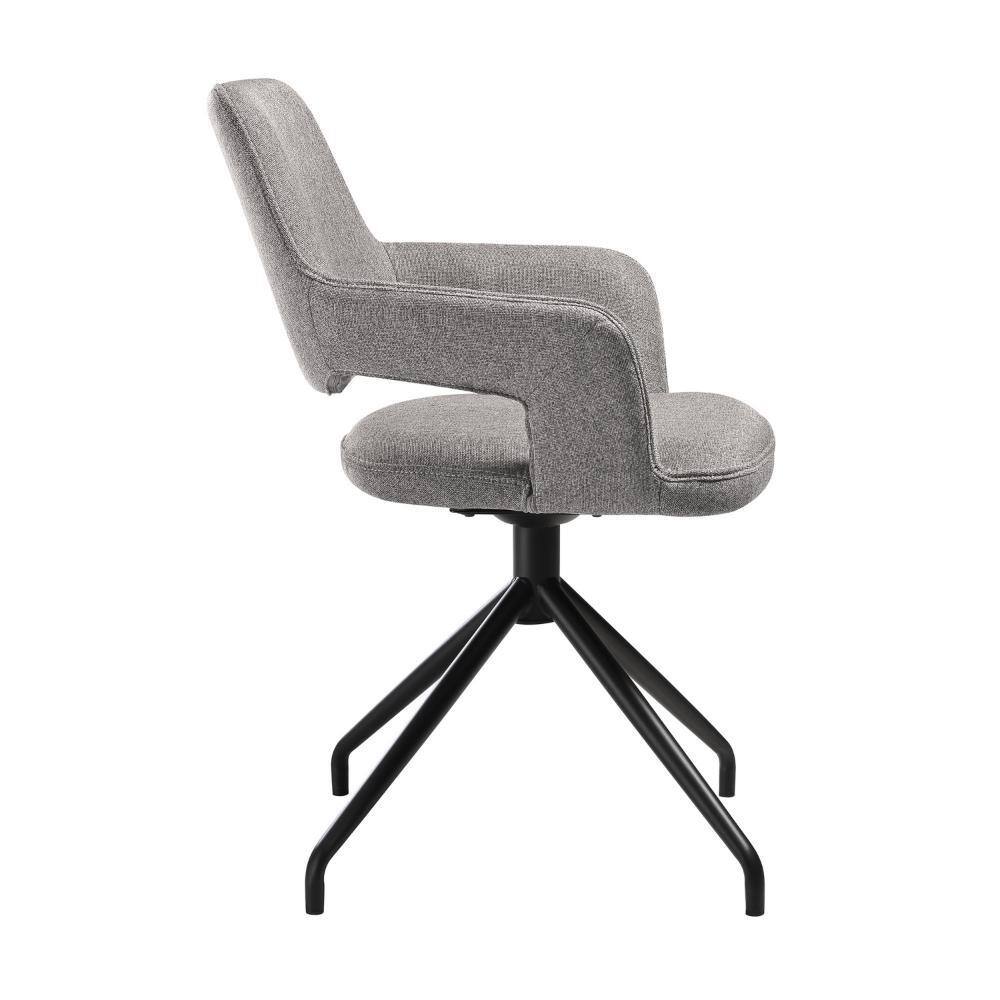 Gray and Black Upholstered Swivel Arm Chair with Metal Legs