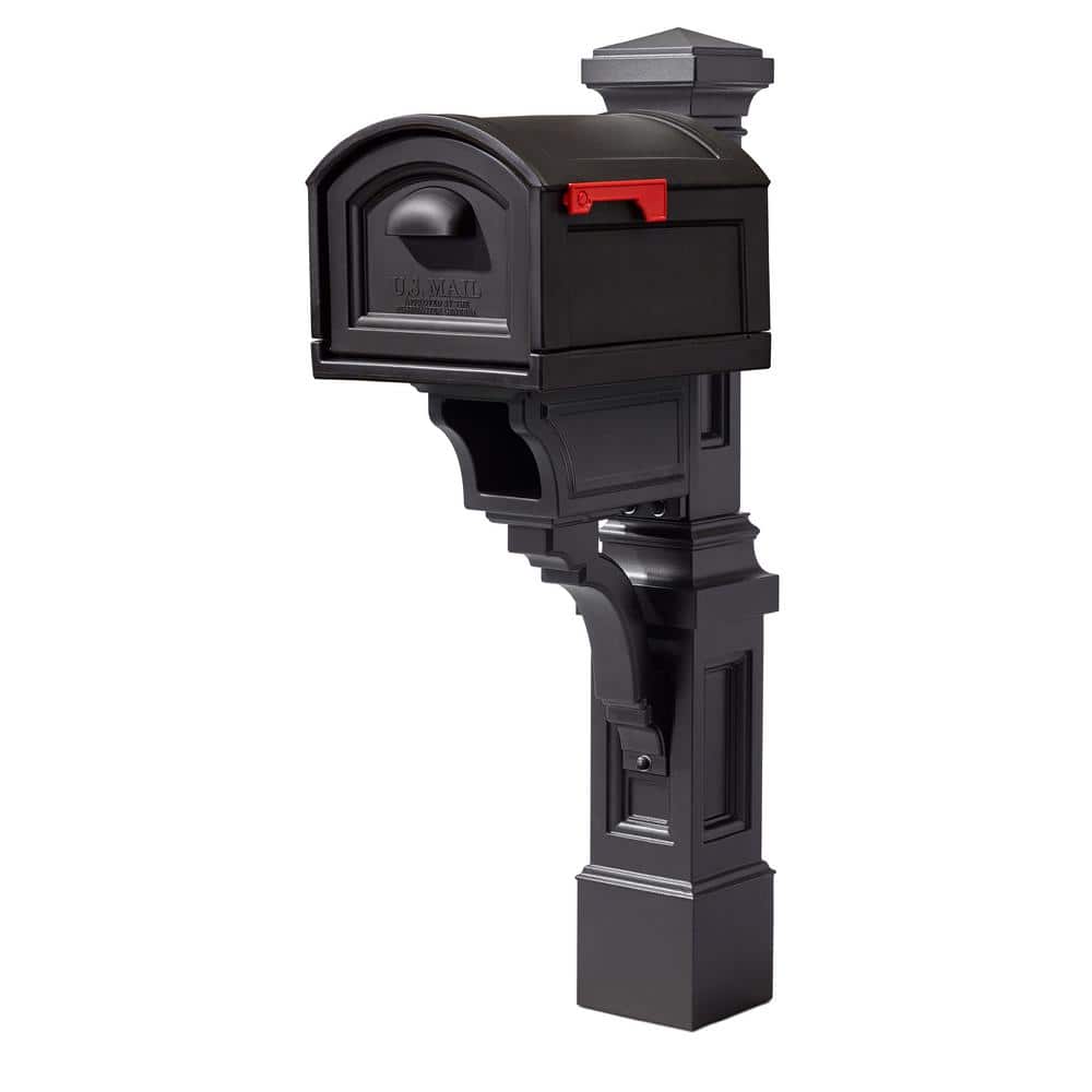 Step2 Atherton Onyx Black Mail Post and XL Black Mailbox 523200 The