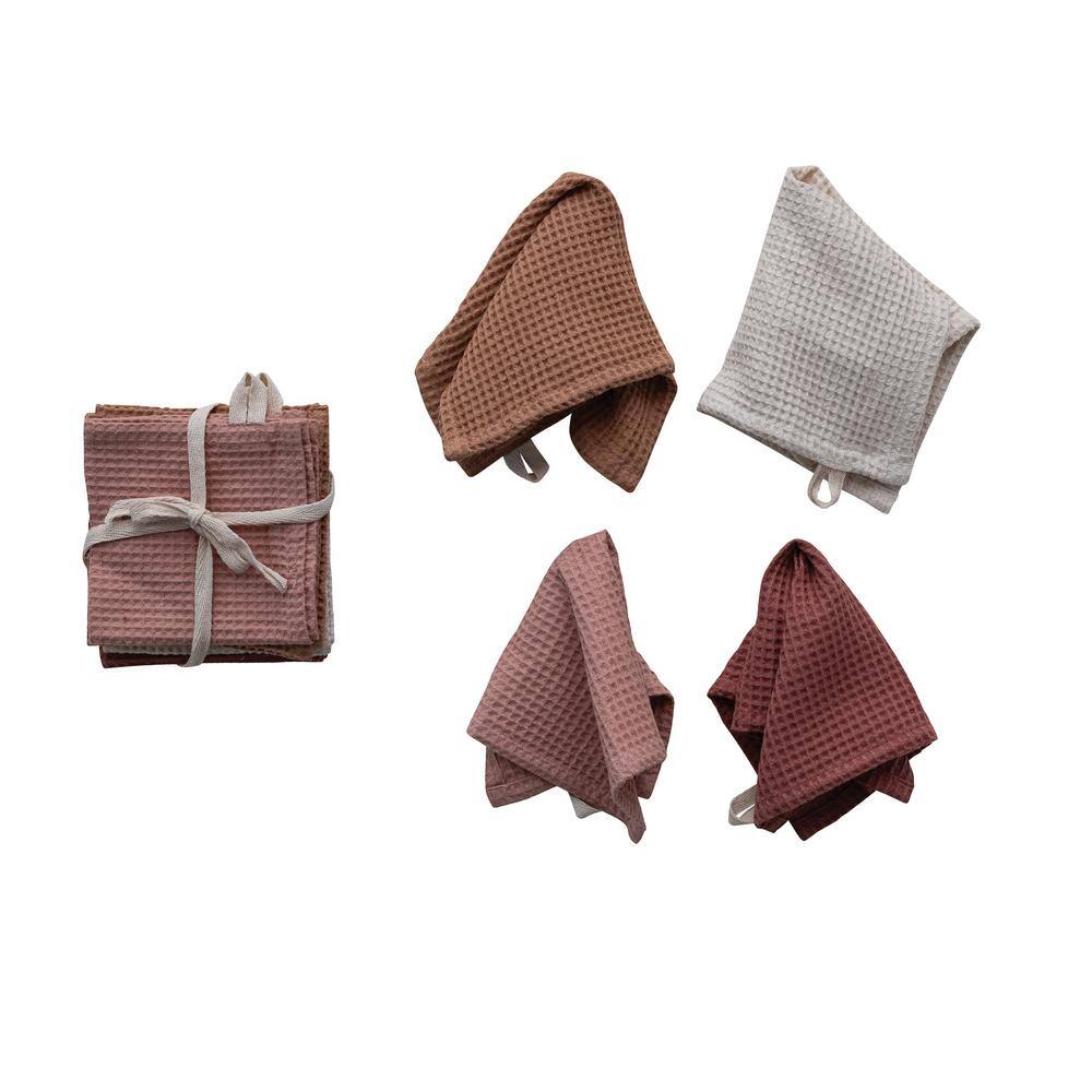 Multicolor Cotton and Linen Waffle Dish Cloth Set
