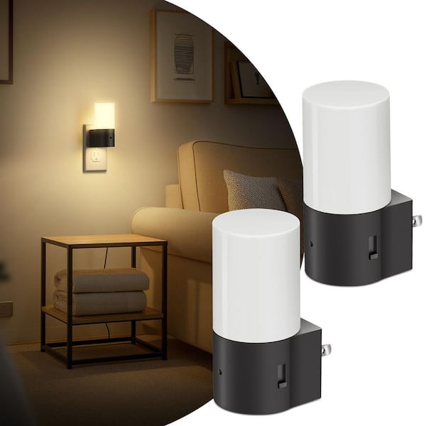 1-Light Modern Plug-In Night Lights Dimmable 3000K with Dusk to Dawn Sensor, 0-100LM Soft Glow(2-Pack)