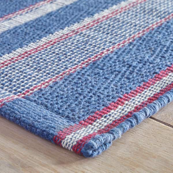 Camden Stripe Handwoven Cotton Denim 3 ft. x 8 ft. Indoor Runner Rug