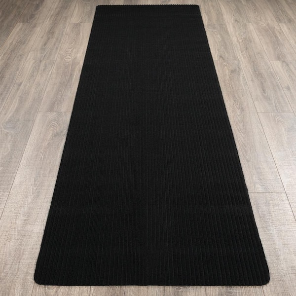 Ottomanson Scrabe Rib Waterproof Non-Slip Rubber Back Solid 2 x 20 Runner  Rug, 2 ft. W x 20 ft. L, Black, Polypropylene Flooring SRT704-2X20 - The  Home Depot