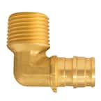1/2 in. x 1/2 in. MNPT PEX-A Barb Brass 90-Degree Male Elbow Fitting