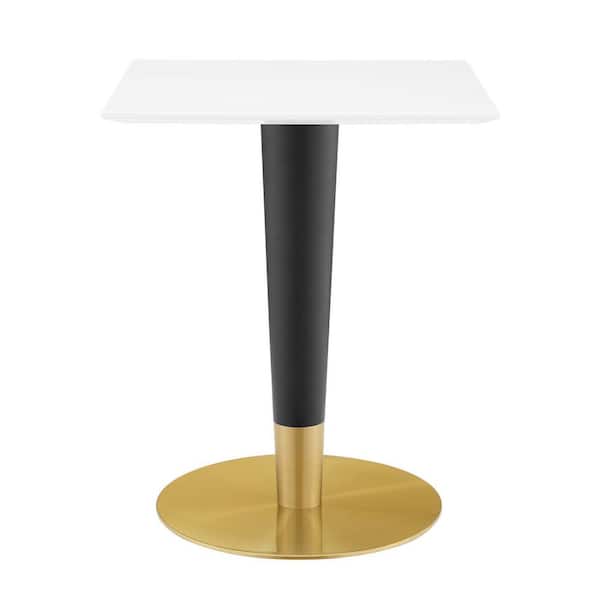 MODWAY Zinque 24 in. Square Gold White Dining Table