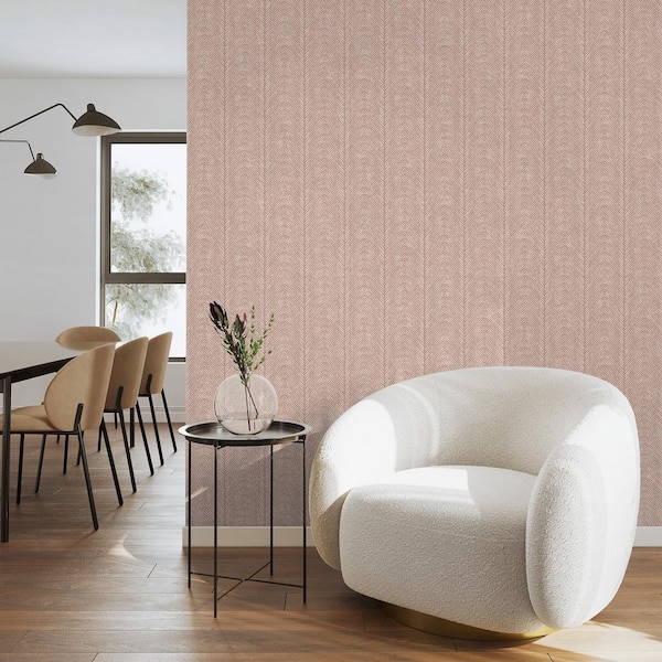 Natural Herringbone Orange Wallpaper