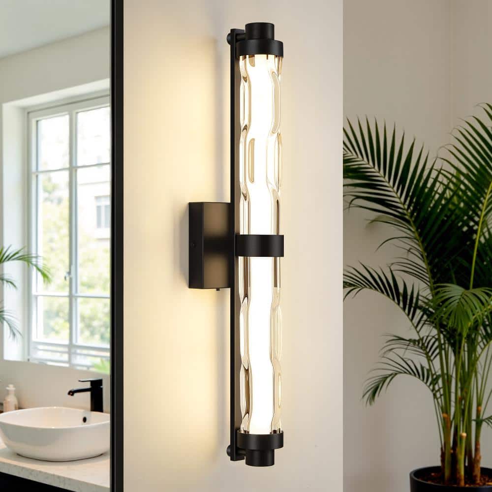 24 In. Modern Light Luxury Black LED Bathroom Vanity Light, 20W Dimmable, 5CCT Color Temperature Adjustable