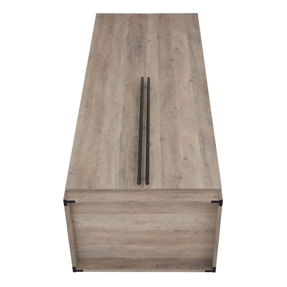 Rustic Gray 2-Door Hinged Wardrobe Closet with Metal Handles