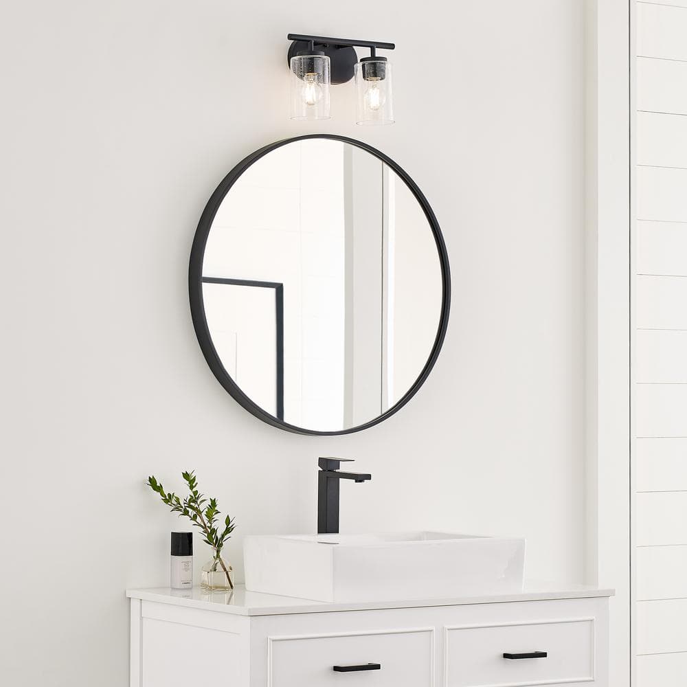 Oslo Midnight Black 2-Light Vanity with Clear Seeded Glass