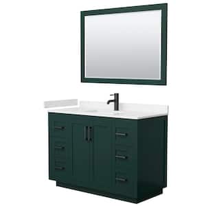 Miranda 48 in. W x 22 in. D x 33.75 in. H Single Sink Bath Vanity in Green with Carrara Cultured Marble Top and Mirror