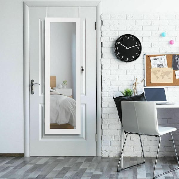 Costway Wall Door Mounted Mirror Jewelry Box Cabinet